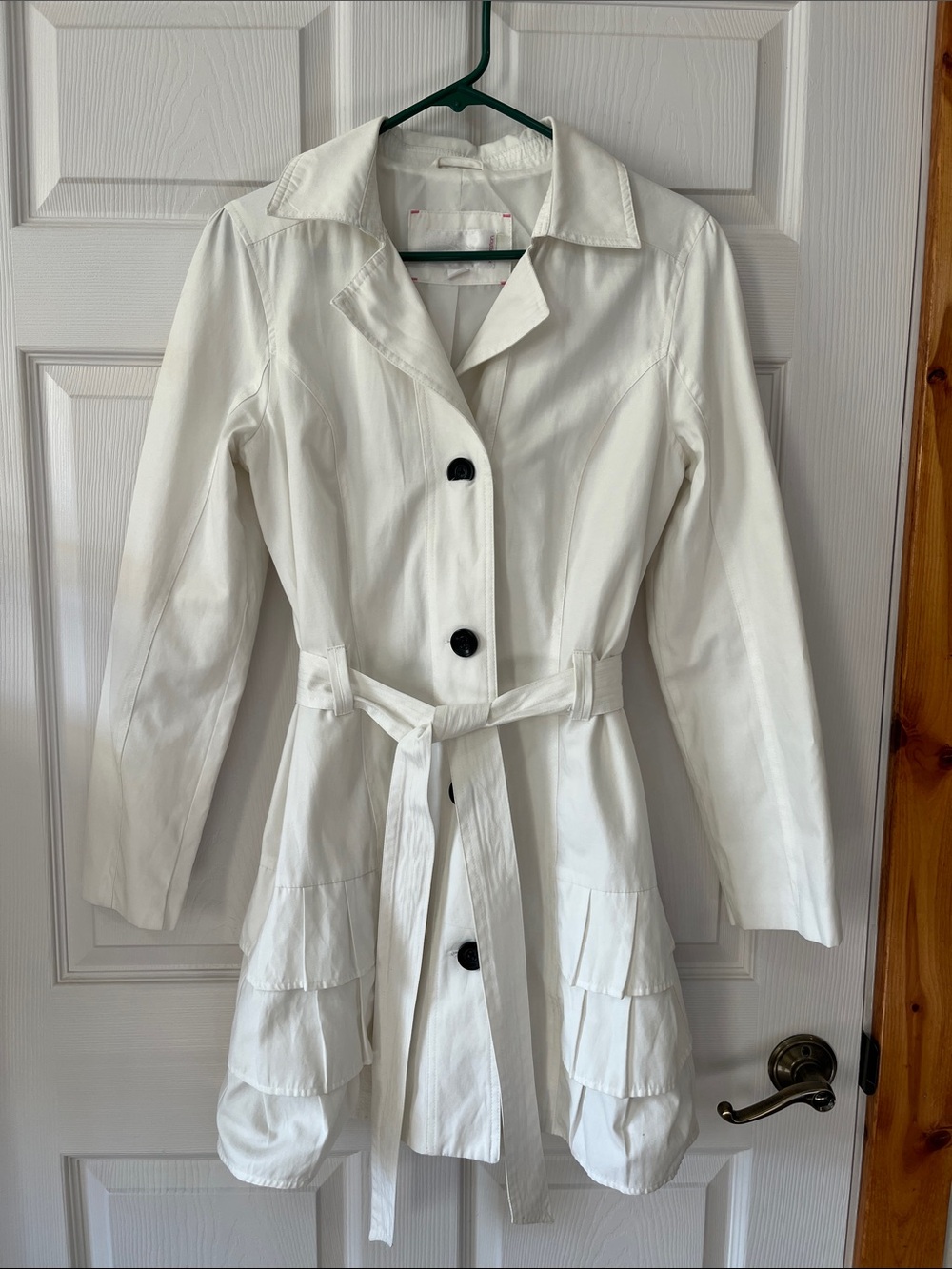Xhilaration White Trench Coat with Black Buttons